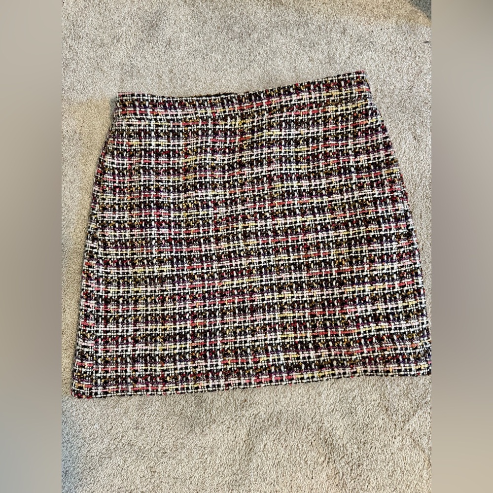 J. Crew Multicolor Tweed Plaid Mini Skirt